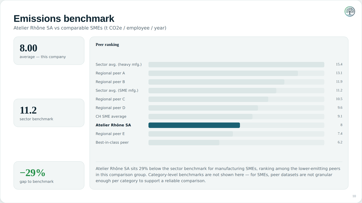 Sector benchmark, to place your footprint among comparable companies.